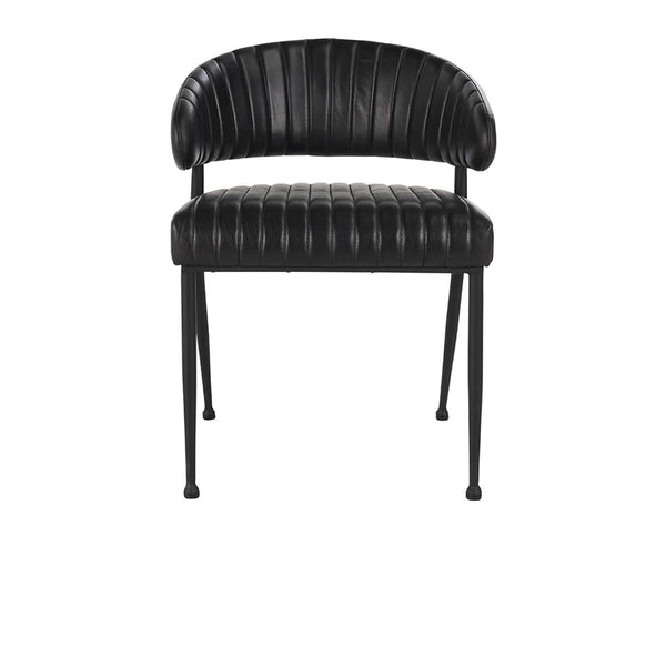Umbria Leather Dining Chair with Iron Legs - Midnight Raven