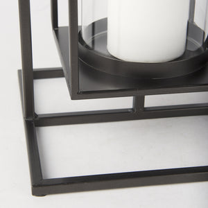 Albus I Large Black Metal Rectangular Table Candle Holder