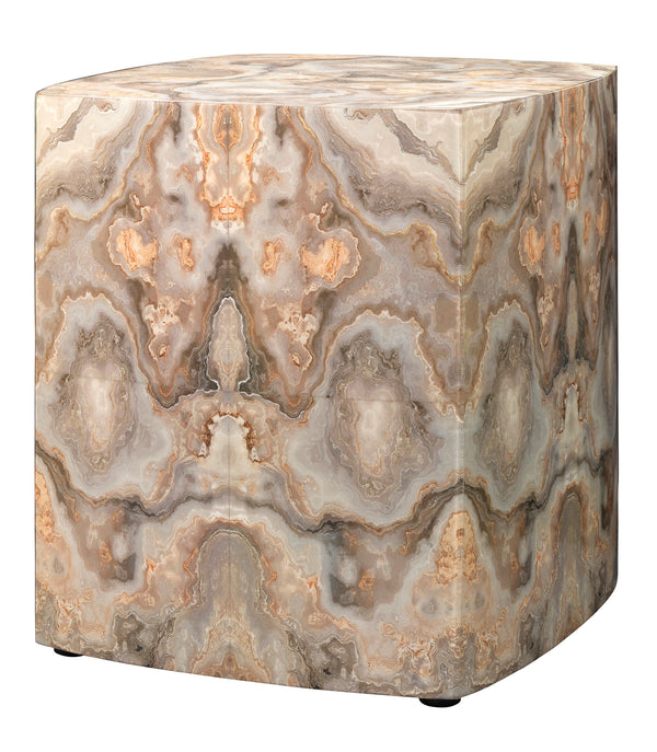 Ink Blot Faux Marble Side Table, Cream