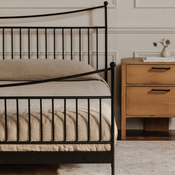 Moe's Monet Queen Bed Black with Curved Metal Frame
