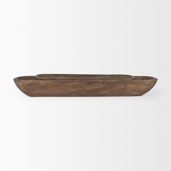 Athena Set of 2 Extra Large Medium Brown Reclaimed Wood Trays