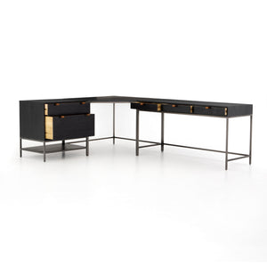 Trey Desk System With Filing Cabinet in Black Wash