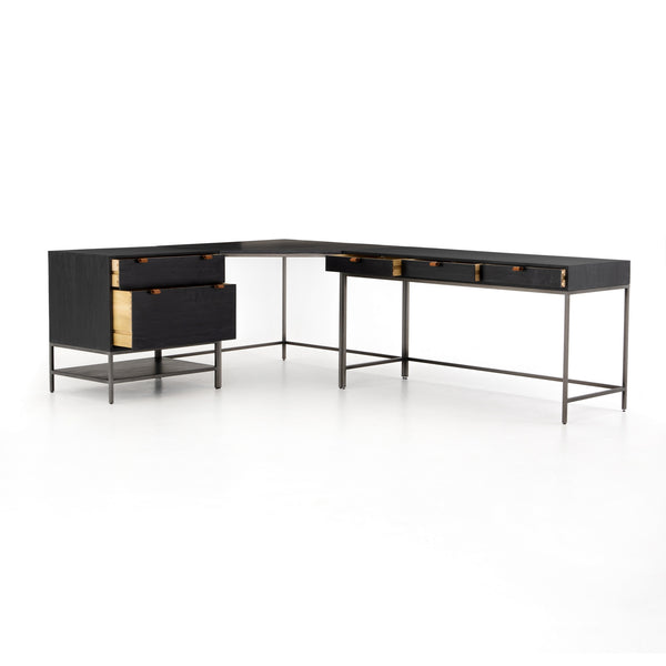 Trey Desk System With Filing Cabinet in Black Wash