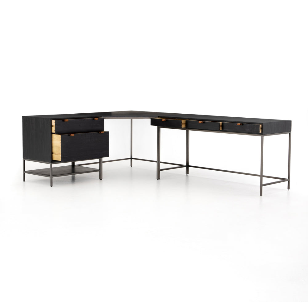 Trey Desk System With Filing Cabinet in Black Wash