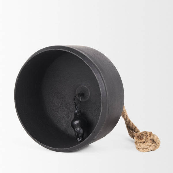 Quincy Large Matte Black Metal Decorative Bell Object