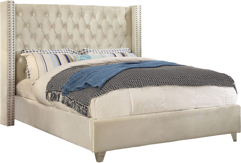 Isabel Full Bed In Cream Velvet