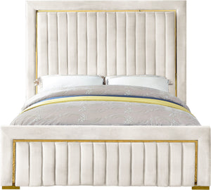 Benjamin Queen Bed In Cream Velvet