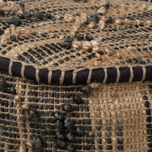 Riley Tan Jute Popcorn Stich Cylindrical Pouf