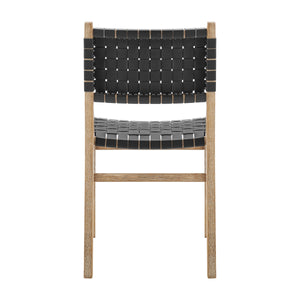 Marco Faux Leather Dining Side Chair Drift Wood Frame, Black 