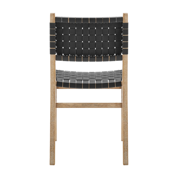Marco Faux Leather Dining Side Chair Drift Wood Frame, Black 