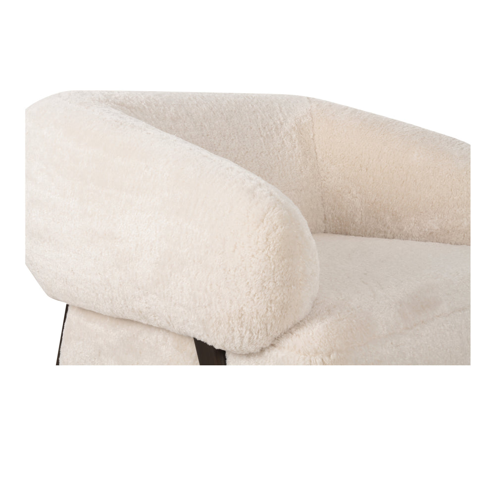 Moe's Devlin Lounge Chair in Cream Faux Fur