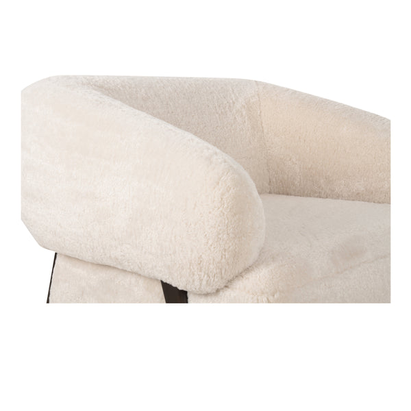 Moe's Devlin Lounge Chair in Cream Faux Fur