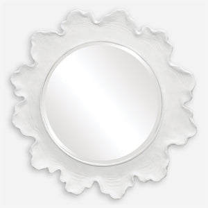 Sea Coral White Round Mirror