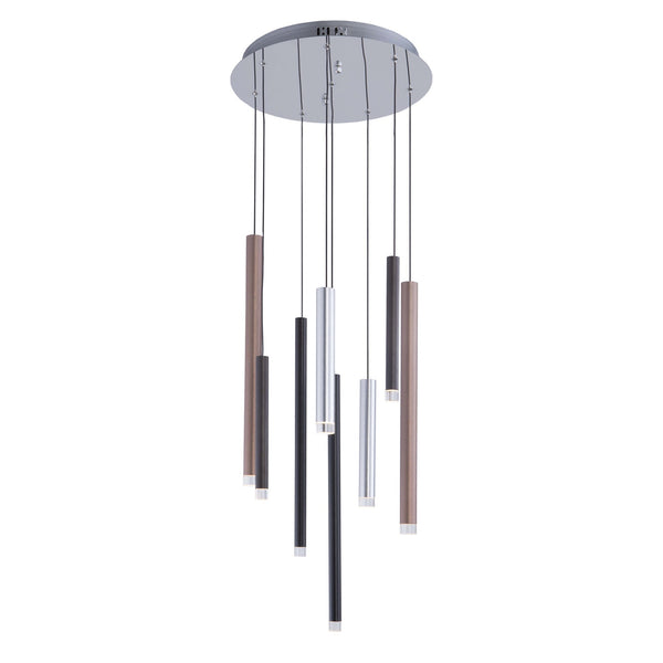 Galiano AC7088MU Chandelier in Black, Copper, Satin Aluminum