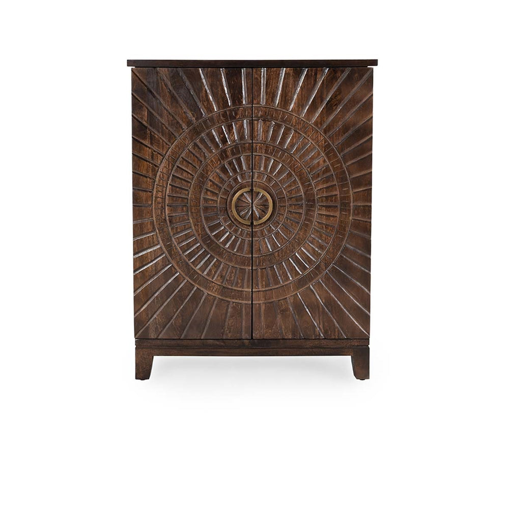 Vivienne Solid Wood Bar Cabinet - Bark Brown