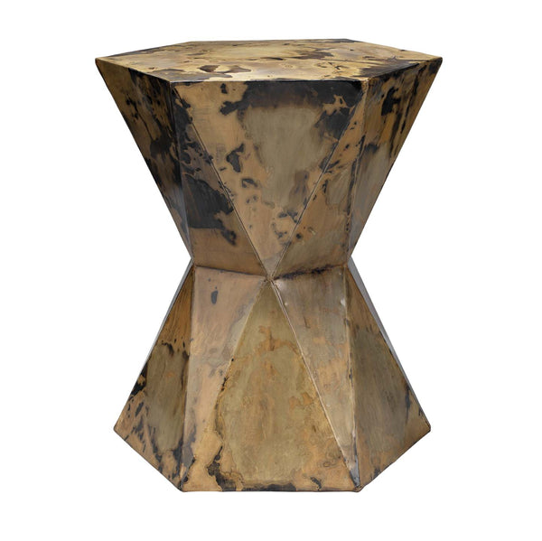 Crown Side Table, Acid Wash Metal