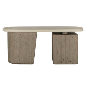 Angus Solid Wood Desk with Storage - Distressed Gray/Antique White