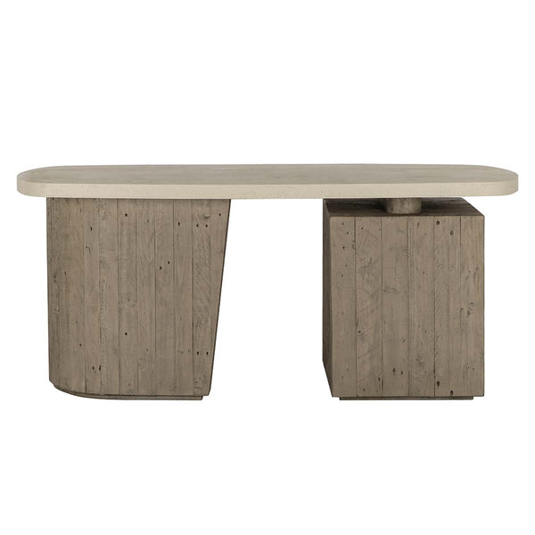 Angus Solid Wood Desk with Storage - Distressed Gray/Antique White