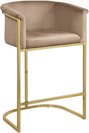 David Stool In Beige Velvet