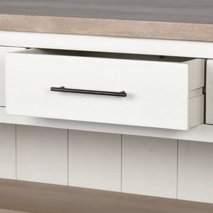 Fairview II White and Brown Two-Tone Stain Solid Wood Kitchen Island
