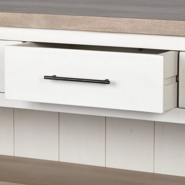 Fairview II White and Brown Two-Tone Stain Solid Wood Kitchen Island