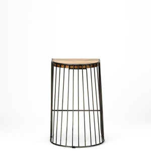 Seagram 25.6" Seat Height Brown Wood Seat Black Metal Frame Stool