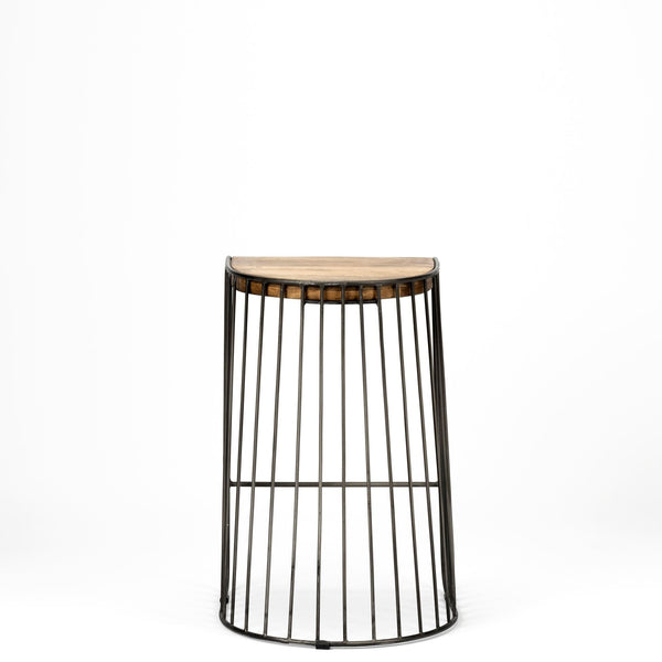 Seagram 25.6" Seat Height Brown Wood Seat Black Metal Frame Stool