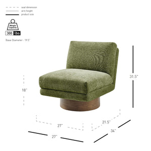 Zenda Chenille Swivel Accent Chair w/ Wooden Base, Millburry Green