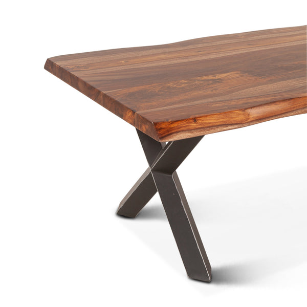 Brisbane 46" Sheesham Wood and Iron Coffee Table, Natural