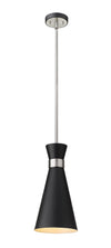 Soriano 1 Light Pendant in Matte Black + Brushed Nickel Finish