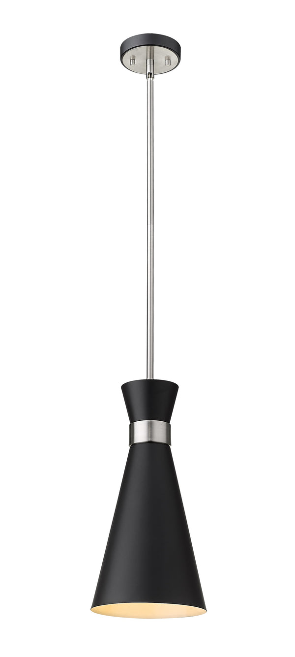 Soriano 1 Light Pendant in Matte Black + Brushed Nickel Finish