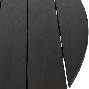 Alameda 53" Outdoor Round Dining Table, Teak - Black