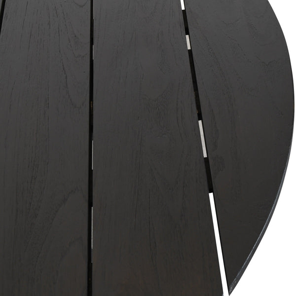 Alameda 53" Outdoor Round Dining Table, Teak - Black