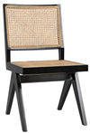 Joseph Teak Side Chair with Caning in Charcoal Black