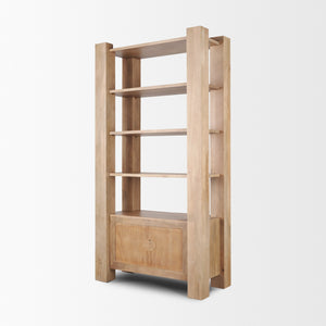 Beth Light Brown Wood w/ Open and Closed Storage Shelving Unit