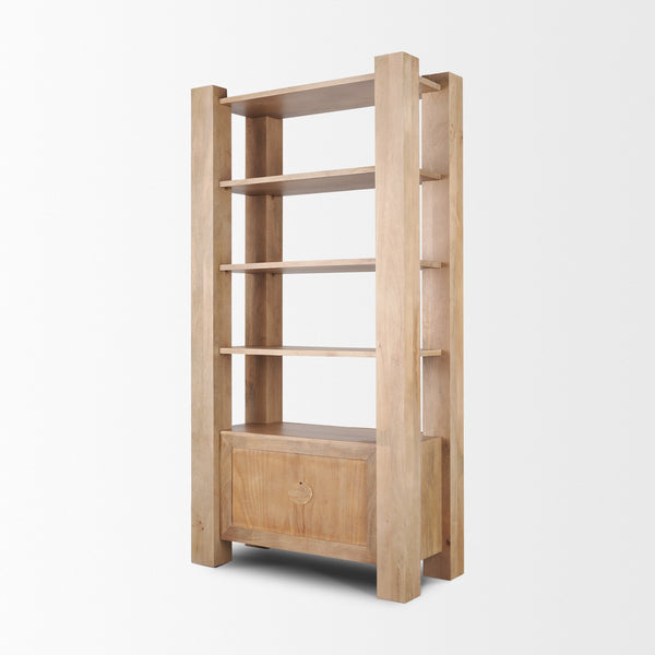 Beth Light Brown Wood w/ Open and Closed Storage Shelving Unit