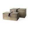 Josh 15.9L x 11.6W x 8.3H Set Of Two Light Brown Wood W/ Metal Detail Boxes