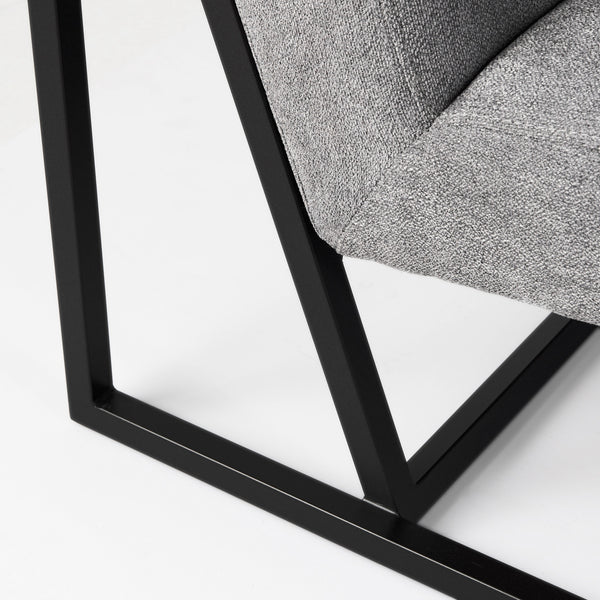 Armelle Gray Fabric Seat W/Black Metal Frame Accent Chair