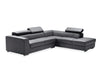 Icon Sectional RAF Chaise in dark grey premium leather