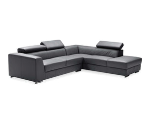 Icon Sectional RAF Chaise in dark grey premium leather