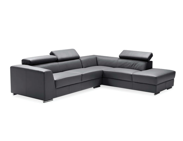 Icon Sectional RAF Chaise in dark grey premium leather