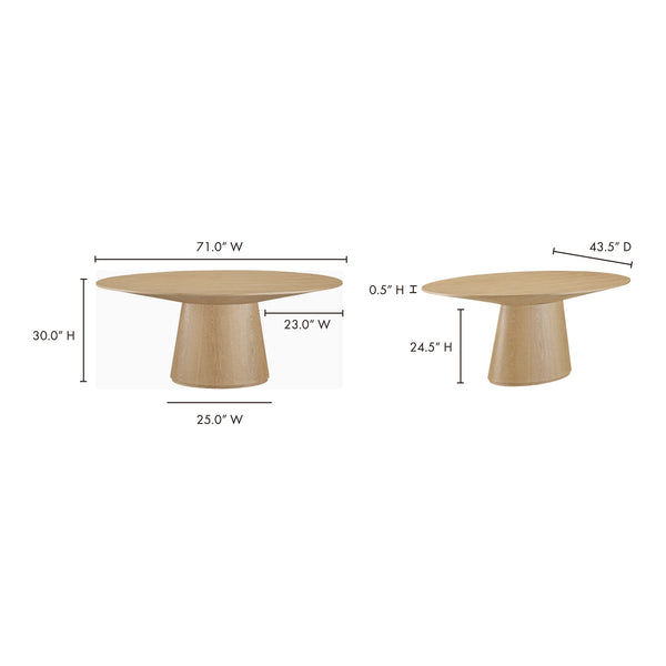 Otago Oval Dining Table in Natural Oak Finish