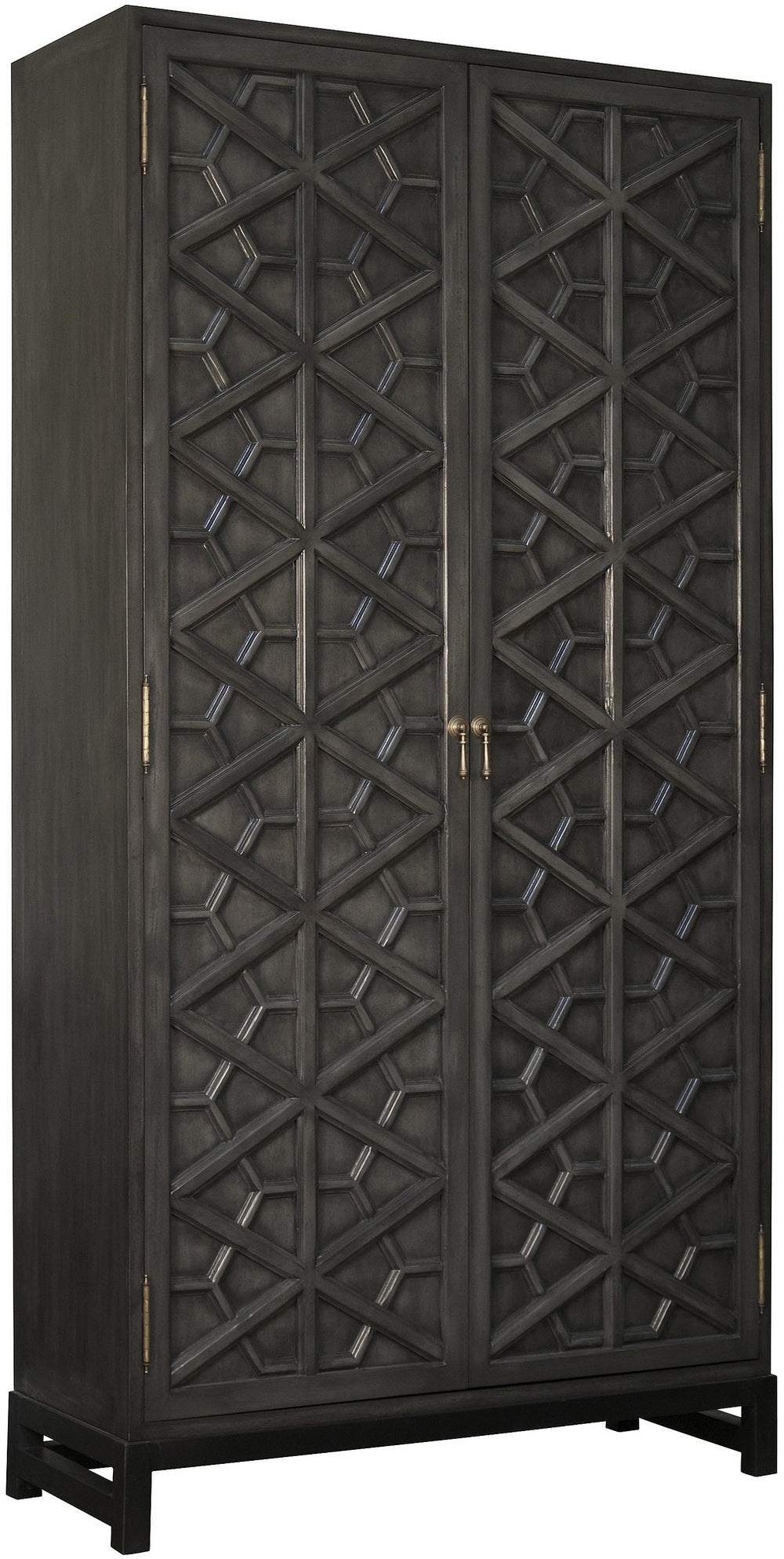 Maharadscha Hutch in Pale Mahogany and Veneer with Matte Black Industrial Steel Base and Brass Pulls