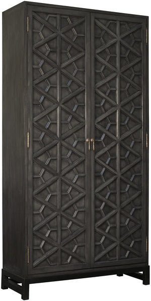 Maharadscha Hutch in Pale Mahogany and Veneer with Matte Black Industrial Steel Base and Brass Pulls