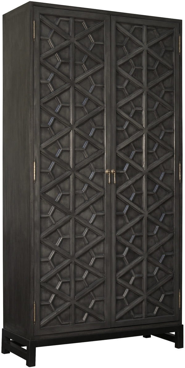Maharadscha Hutch in Pale Mahogany and Veneer with Matte Black Industrial Steel Base and Brass Pulls