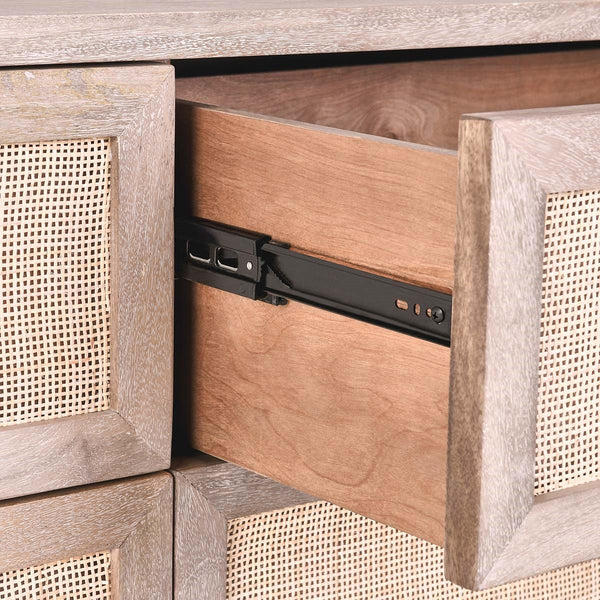 Jensen Solid Wood Dresser in Meadow Taupe with Cane Detailing