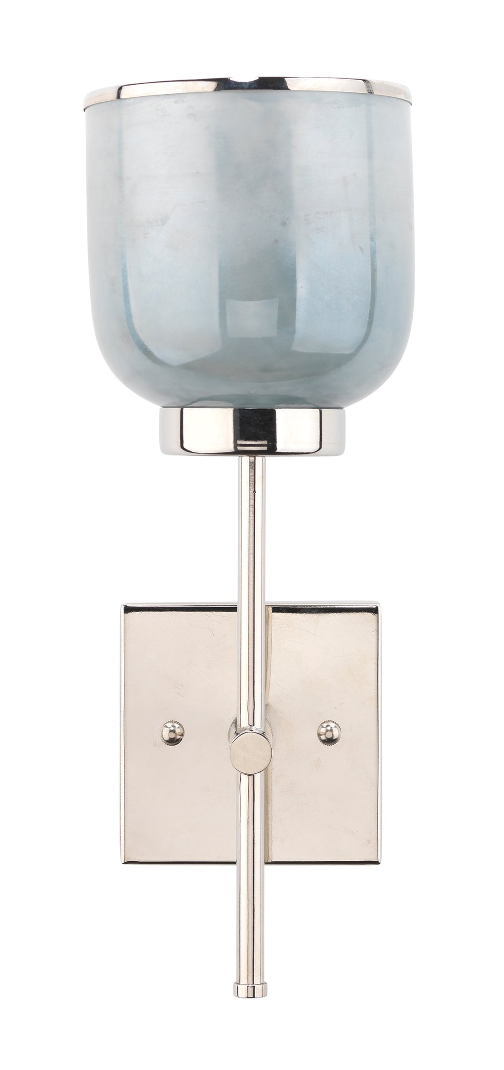 Vapor Single Sconce, Nickel and Blue Opal Metallic Glass