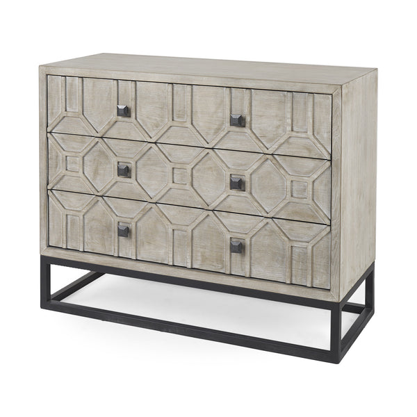 Genevieve I 39L x 16W Light Brown Fir Veneer 3 Drawer Accent Cabinet