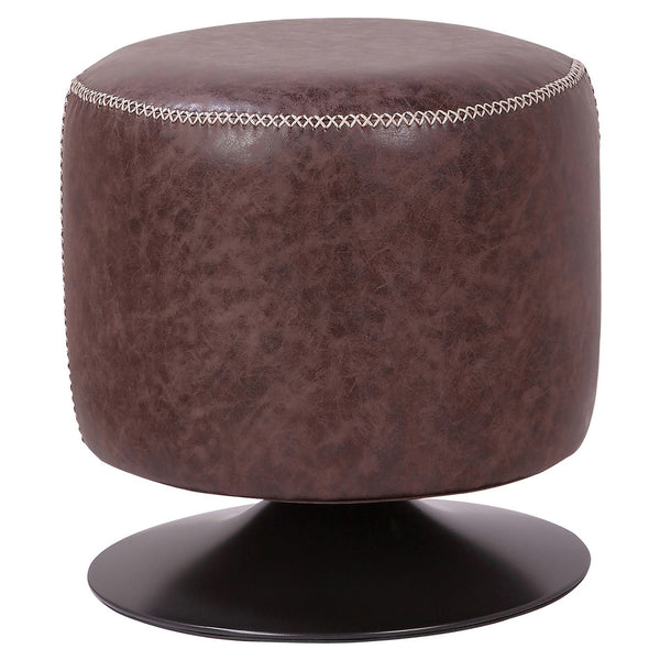 Gaia Round Ottoman In Vintage Coffee Brown