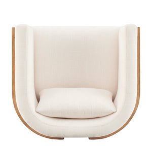 Velma Accent Arm Chair w/ Rattan, Shortbread/Natural